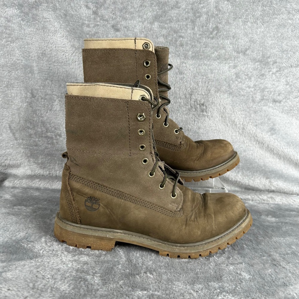 Timberland Authentics Fold Down Brown Suede Nubuck Boots Womens 7.5 Anti Fatigue